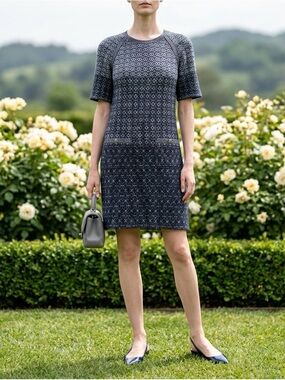 Chanel Short-Sleeve Knit Shift Dress